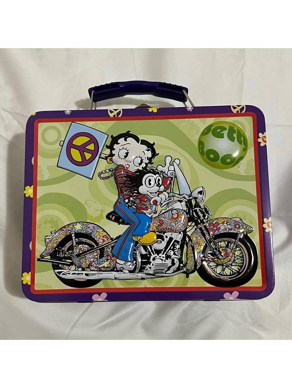 Vintage Betty Boop Tin Lunchbox - Purple and Green
